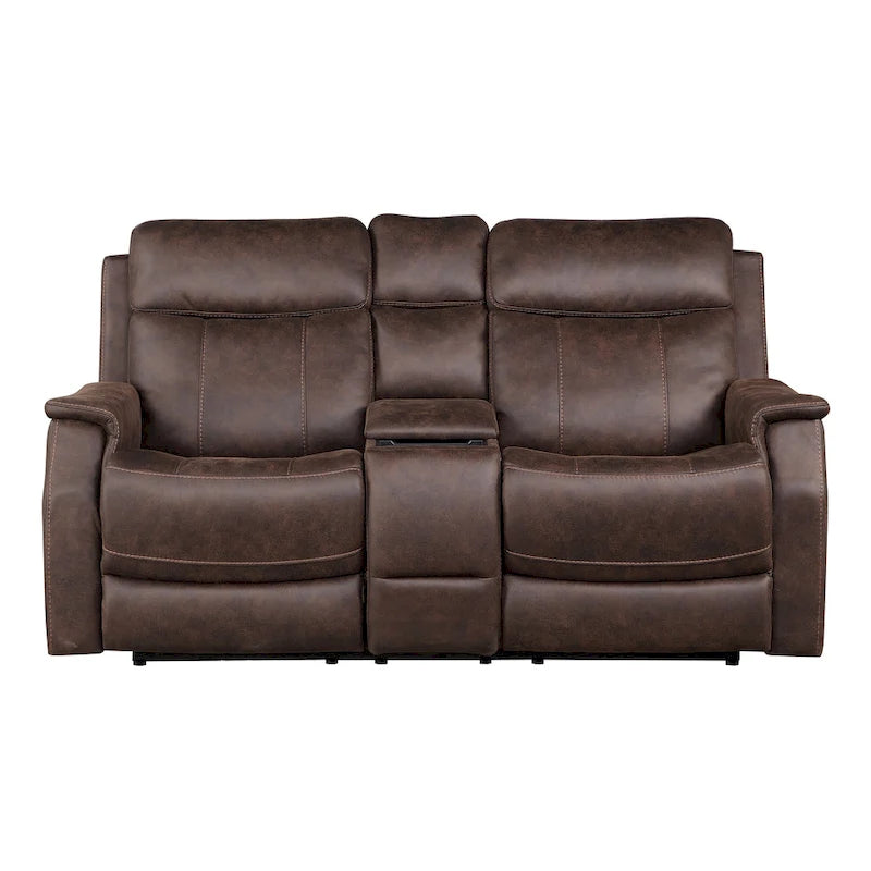 Elektrisch verstelbare relax-loveseat van kunstleer met console