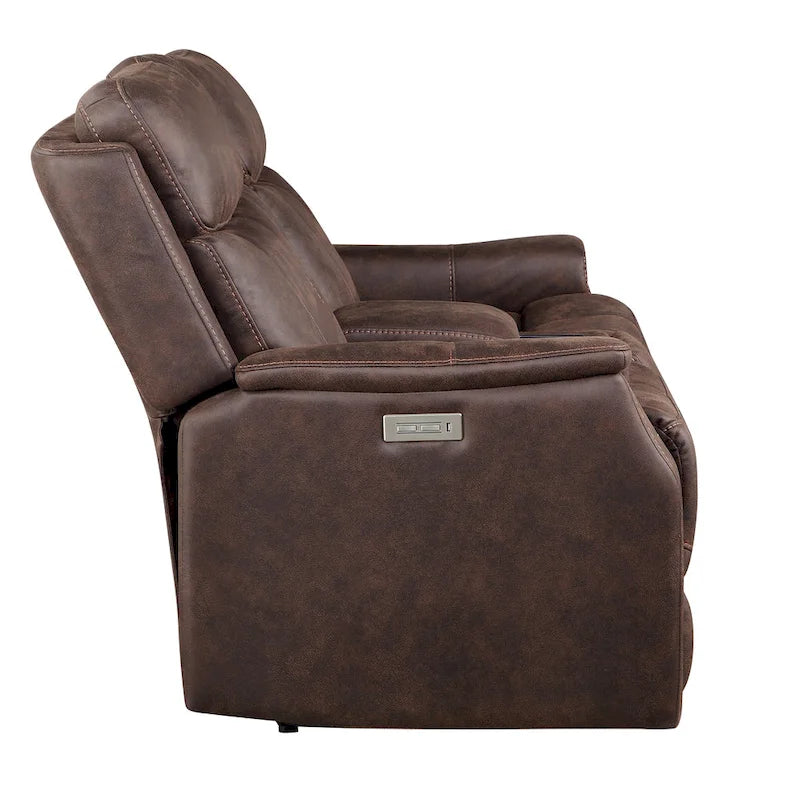 Elektrisch verstelbare relax-loveseat van kunstleer met console