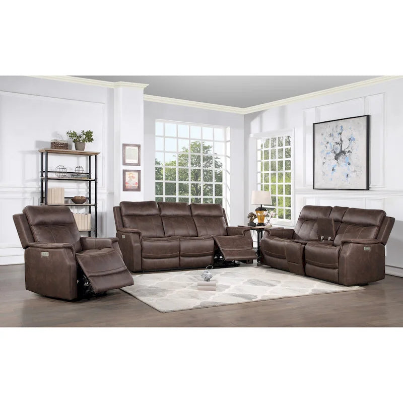 Elektrisch verstelbare relax-loveseat van kunstleer met console