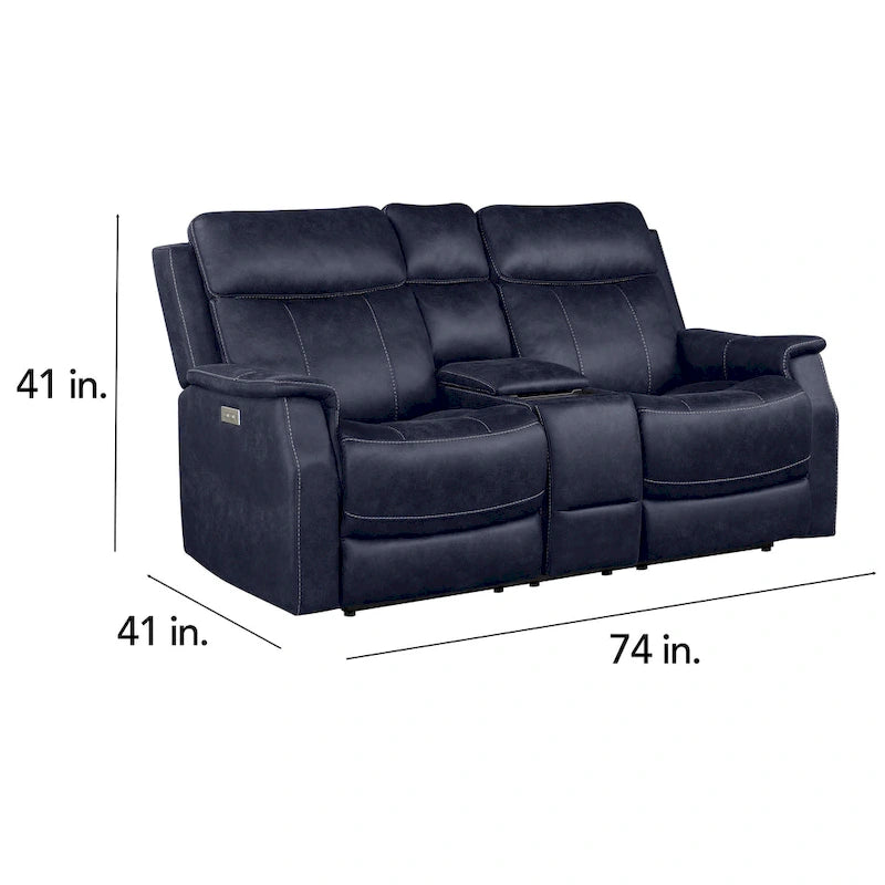 Elektrisch verstelbare relax-loveseat van kunstleer met console