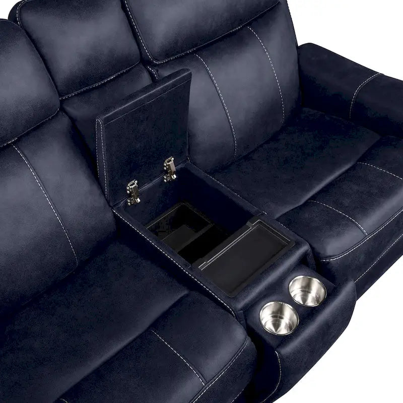 Elektrisch verstelbare relax-loveseat van kunstleer met console