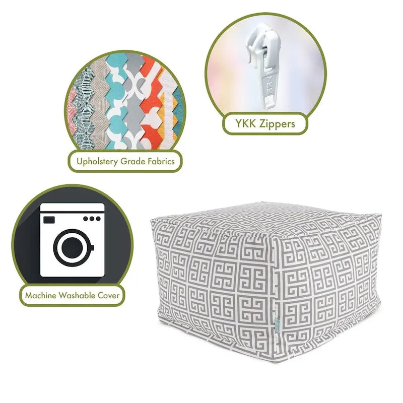 Indoor Outdoor Ottoman Pouf 27 in L x 27 in W x 17 in H