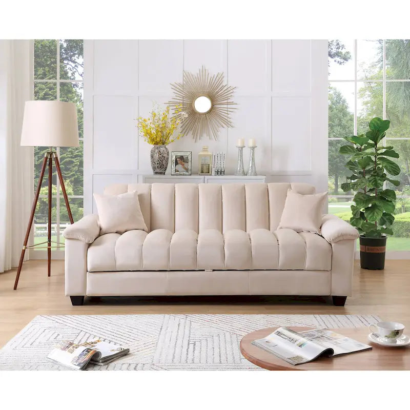 83 Comfortable Velvet Storage Sleeper Convertible Sofa Bed.