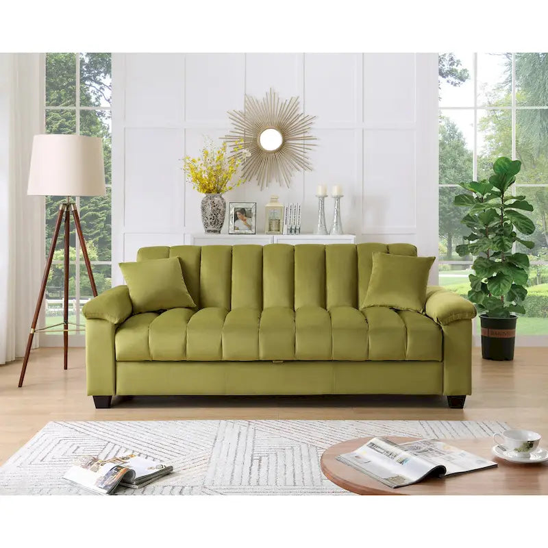 Wygodna welurowa rozkładana sofa z pojemnikiem do spania, 83.