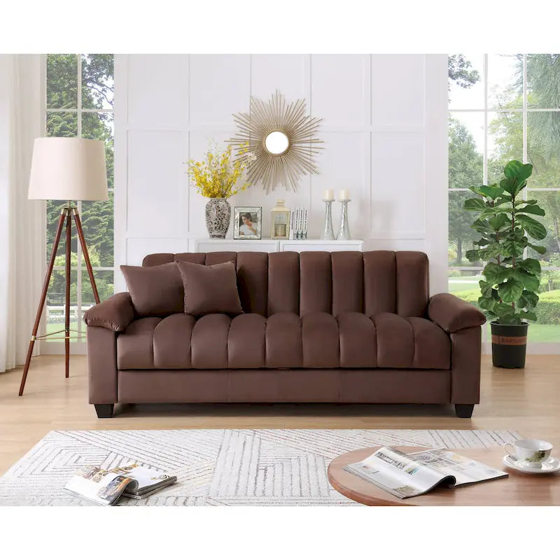 Wygodna welurowa rozkładana sofa z pojemnikiem do spania, 83.