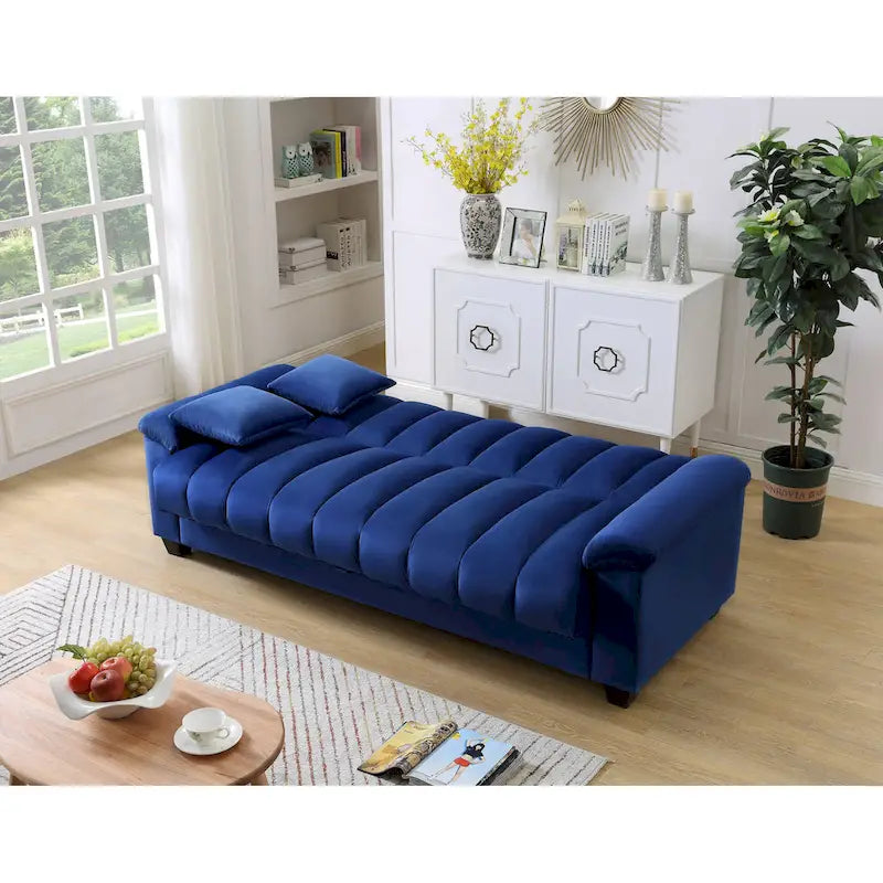 Wygodna welurowa rozkładana sofa z pojemnikiem do spania, 83.