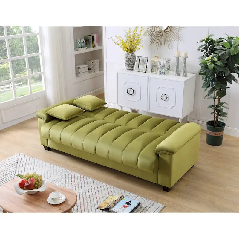 Wygodna welurowa rozkładana sofa z pojemnikiem do spania, 83.