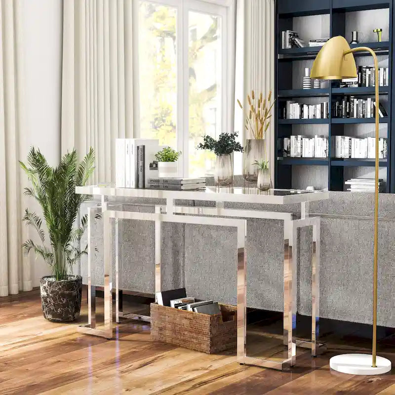 Hedendaagse banktafel van 52 inch met glazen blad