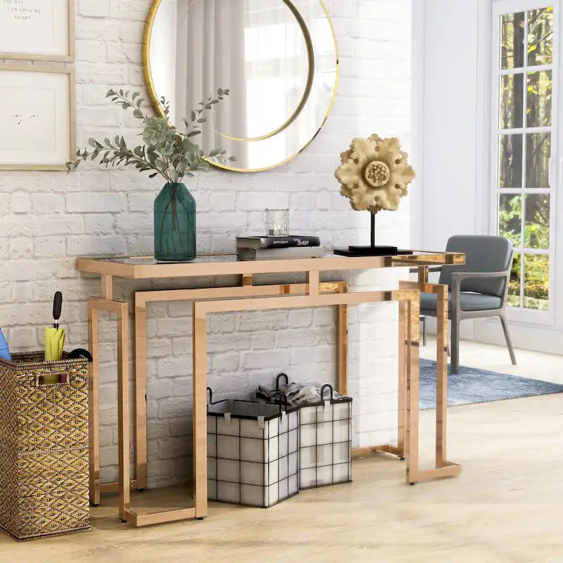 Contemporary 52-Inch Glass Top Sofa Table