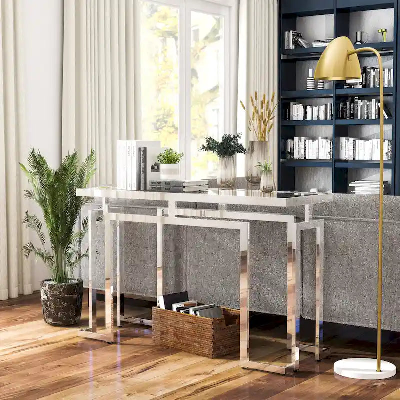 Contemporary 52-Inch Glass Top Sofa Table