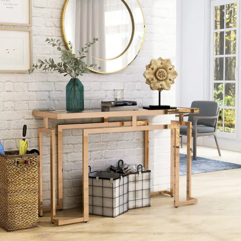 Hedendaagse banktafel van 52 inch met glazen blad