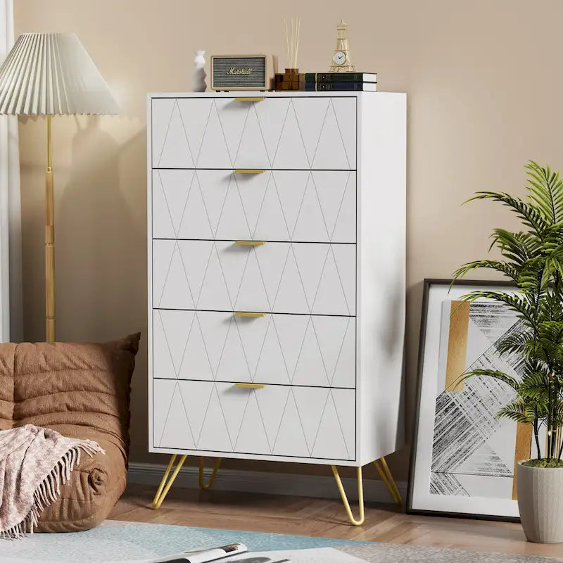 5 Drawers Chest Of Dresser Storage Tower Cabinet Bedroom Organizer