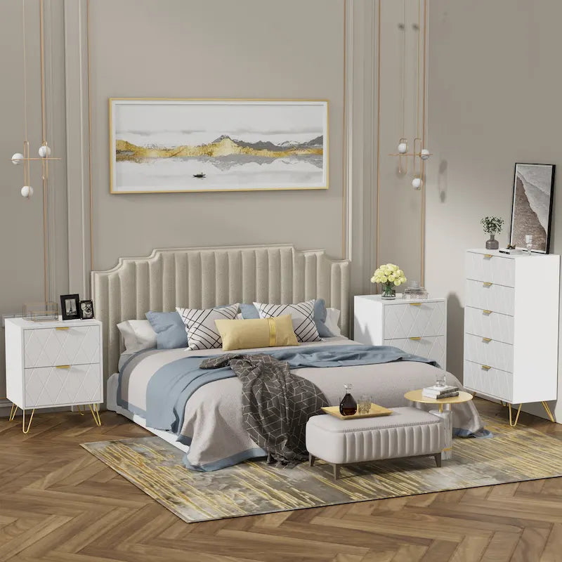 Kommode mit 5 Schubladen, Aufbewahrungsturm und Ordnungsschrank fürs Schlafzimmer