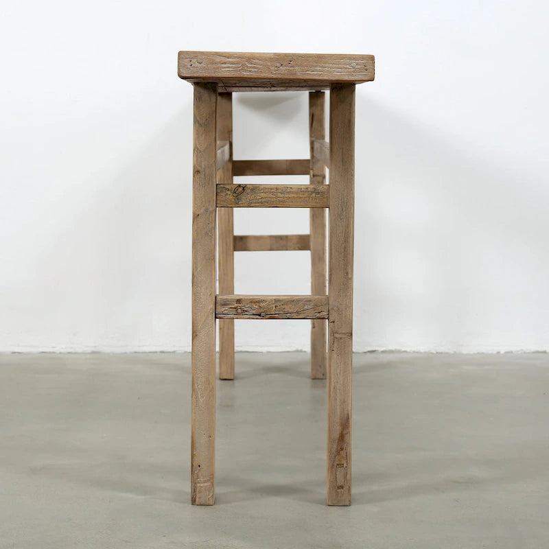 Vintage konzolový stolek, zvětralý přírodní vzhled, 72x12x30H