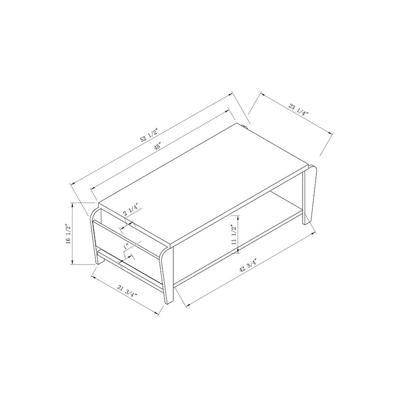 Zeitgenössischer brauner 56-Inch-Couchtisch mit 1 Ablage