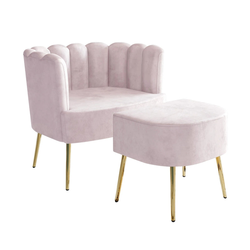 Luxurious Velvet Upholstered Accent Chair with Ottoman