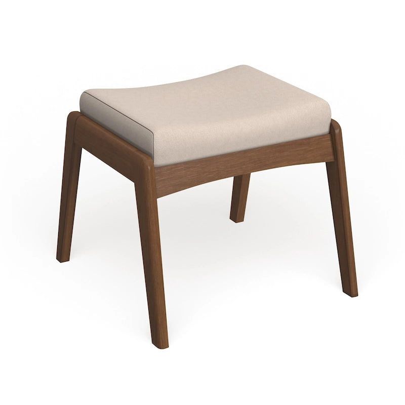Mid-Century Walnut Upholstered Ottoman