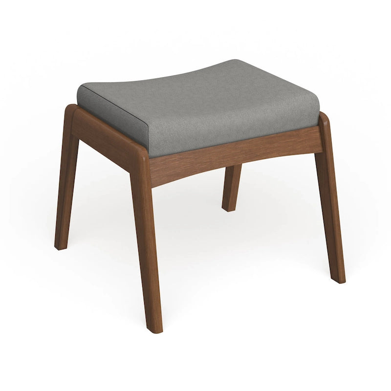Mid-Century Walnut Upholstered Ottoman