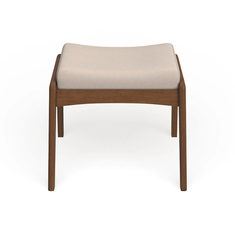 Mid-Century Walnut Upholstered Ottoman