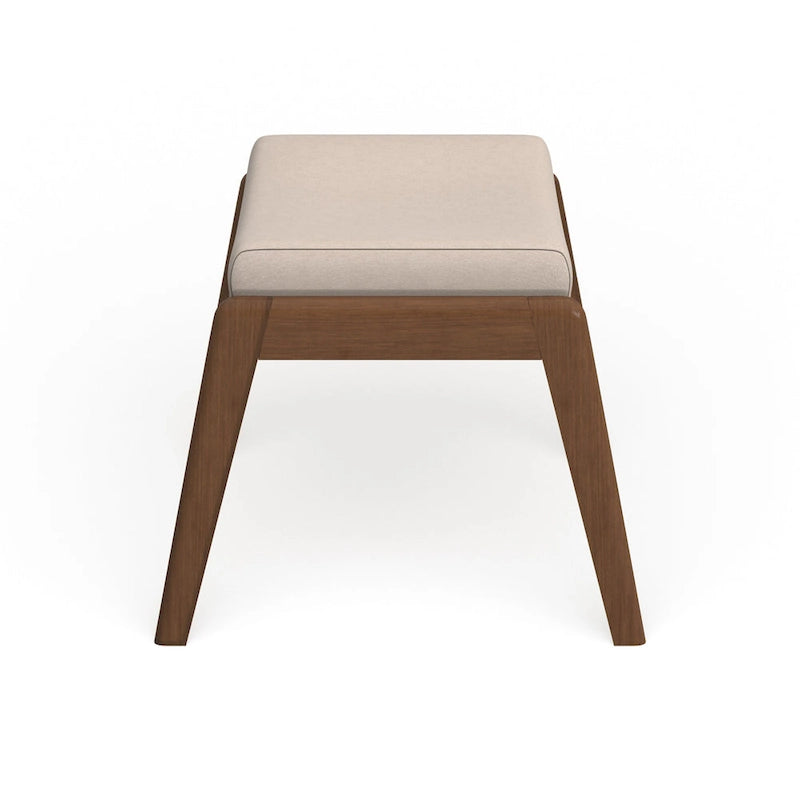 Mid-Century Walnut Upholstered Ottoman