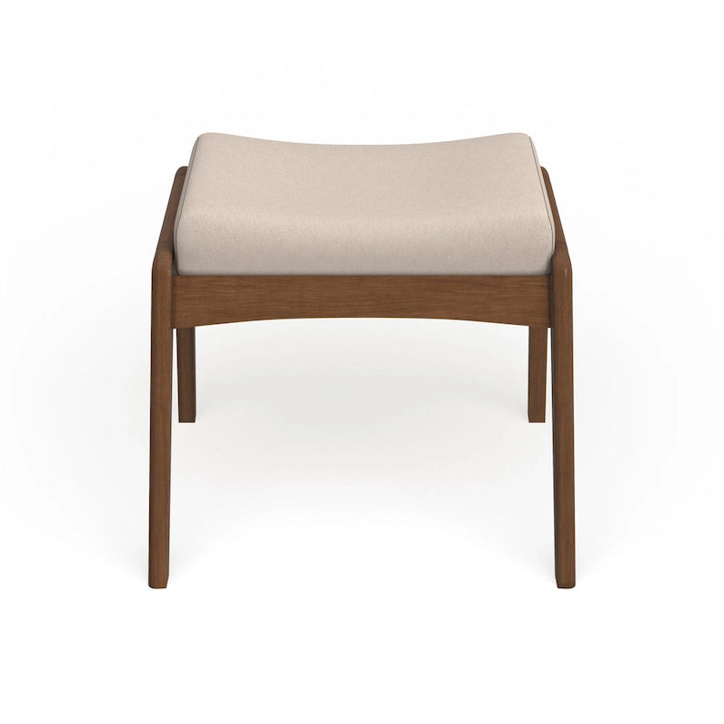 Mid-Century Walnut Upholstered Ottoman