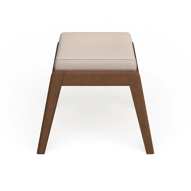 Mid-Century Walnut Upholstered Ottoman