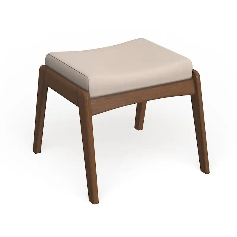 Mid-Century Walnut Upholstered Ottoman