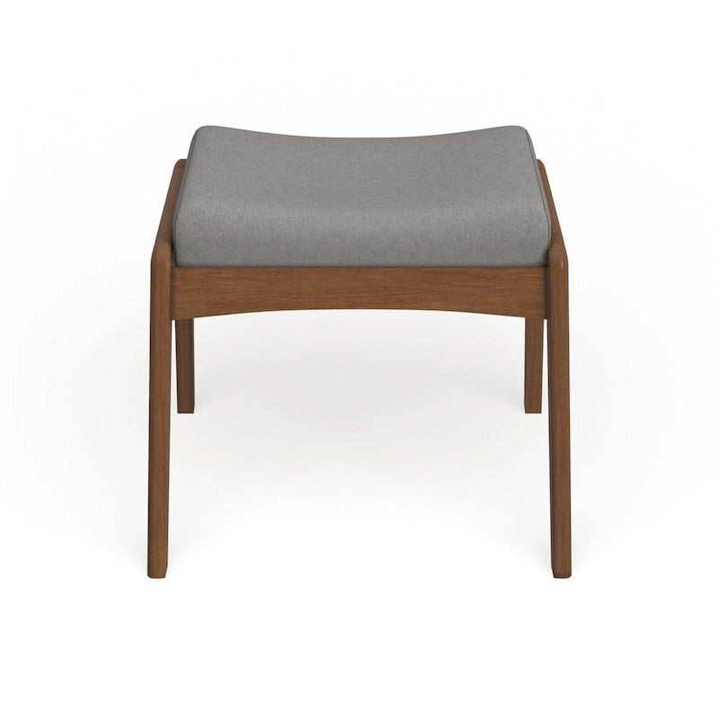 Mid-Century Walnut Upholstered Ottoman