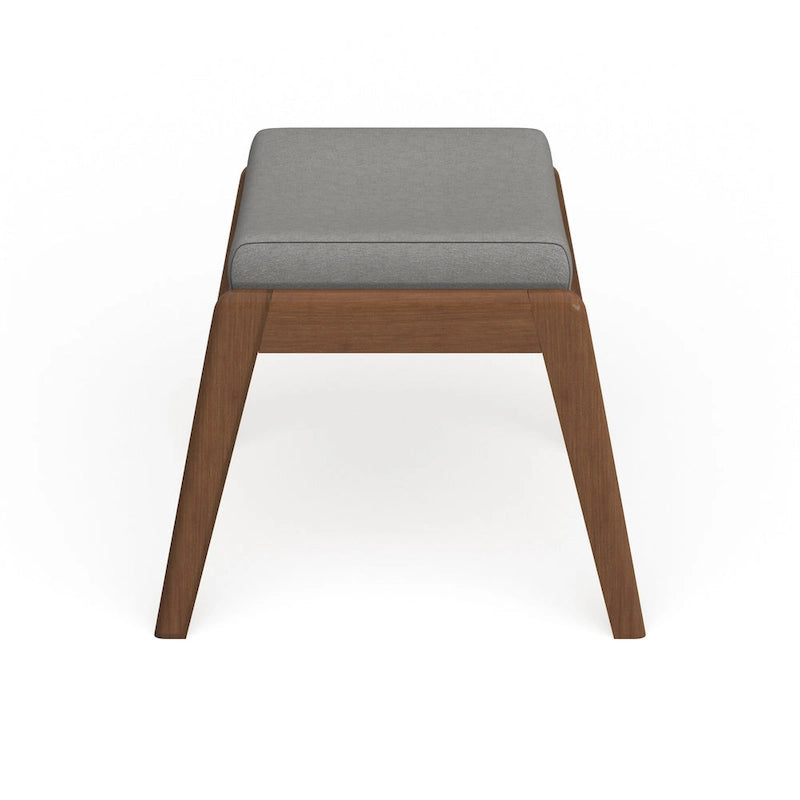 Mid-Century Walnut Upholstered Ottoman