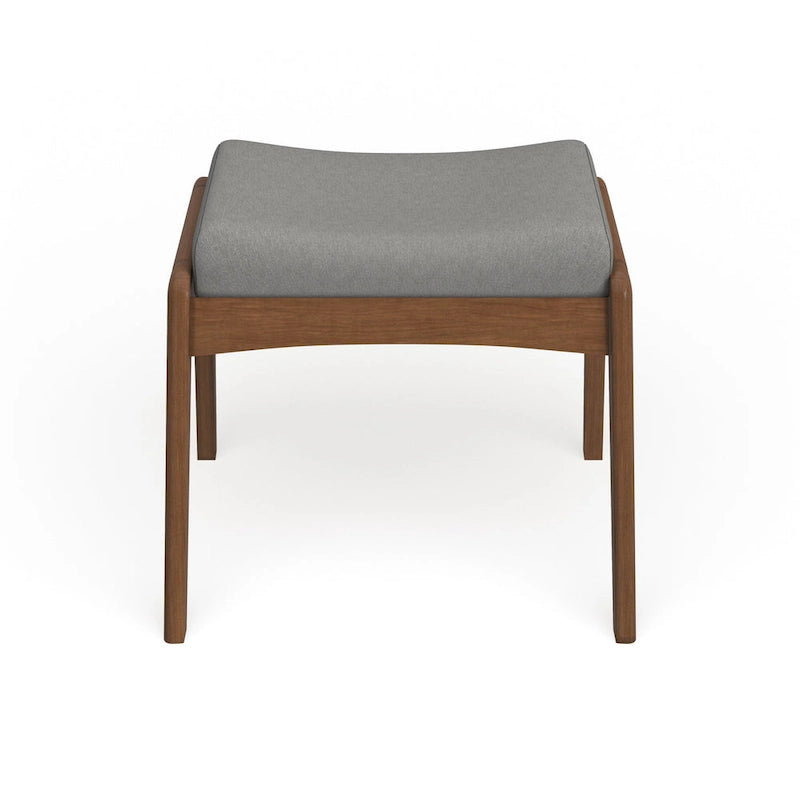 Mid-Century Walnut Upholstered Ottoman