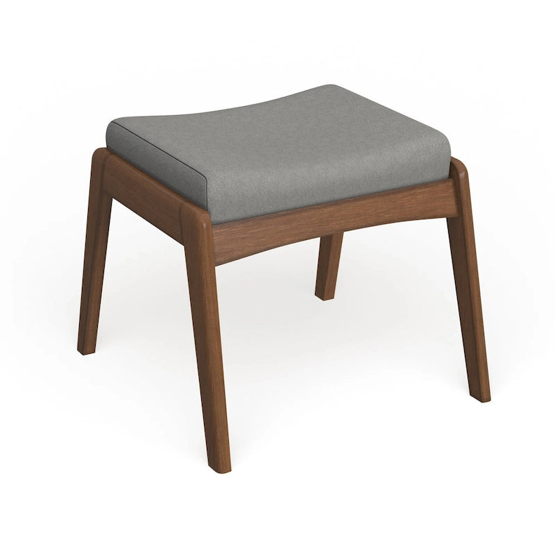 Mid-Century Walnut Upholstered Ottoman