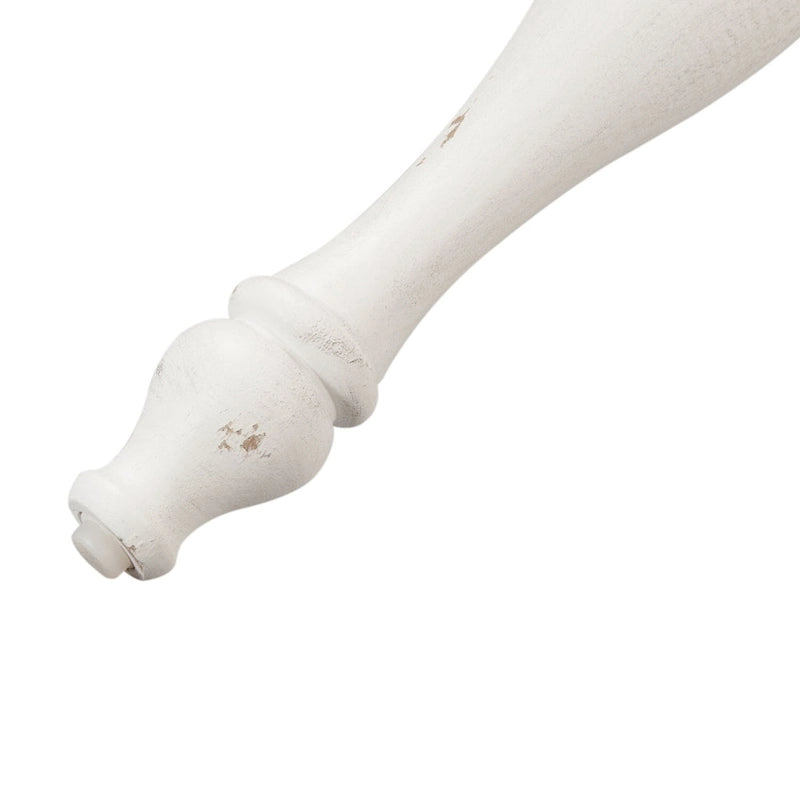 Sedia laterale con schienale a fusi in legno dall'aspetto invecchiato, bianco antico (set di 2)