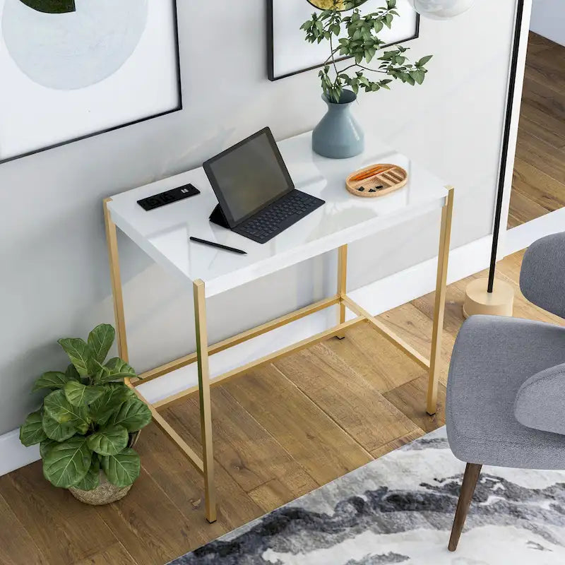 Modern 30-inch Steel Computer Desk with USB Port