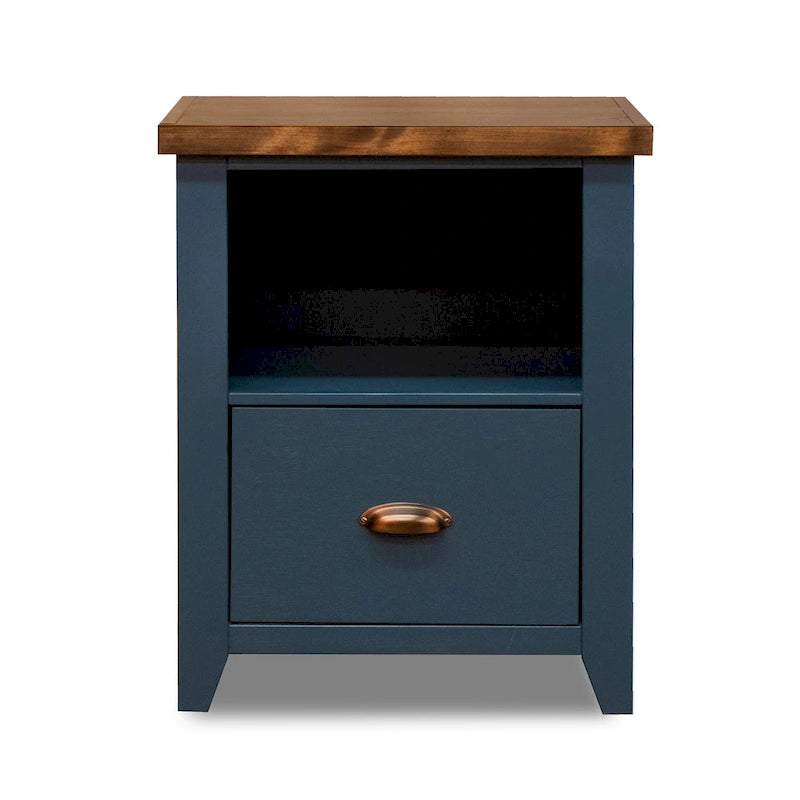 22-Inch 1-Drawer File Cabinet, No Assembly Required, Blue Denim and Whiskey