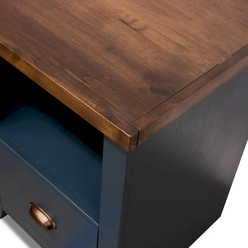 22-Inch 1-Drawer File Cabinet, No Assembly Required, Blue Denim and Whiskey