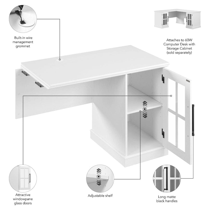 42W L-Shaped Desk Return with Storage