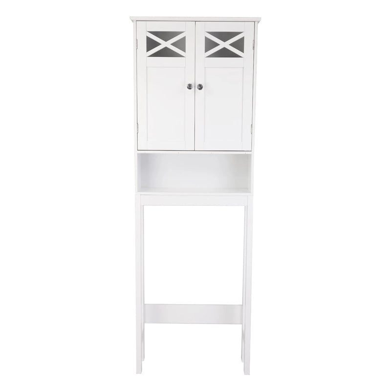 Badezimmerschrank mit zwei Türen im Kreuzdesign für die Toilette, Weiß
