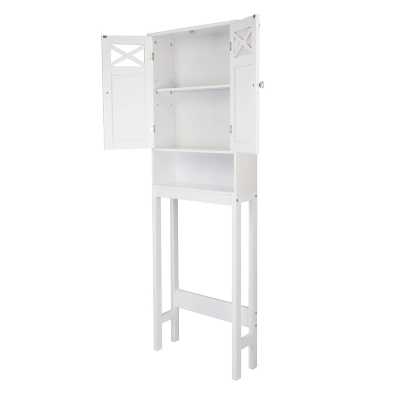 Badezimmerschrank mit zwei Türen im Kreuzdesign für die Toilette, Weiß