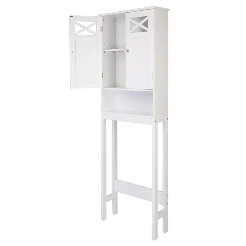 Badezimmerschrank mit zwei Türen im Kreuzdesign für die Toilette, Weiß