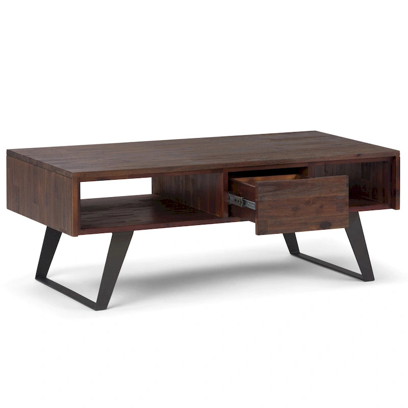Solid Wood & Metal 48 inch Wide Rectangle Modern Coffee Table - 48 W x 22 D x 18 H