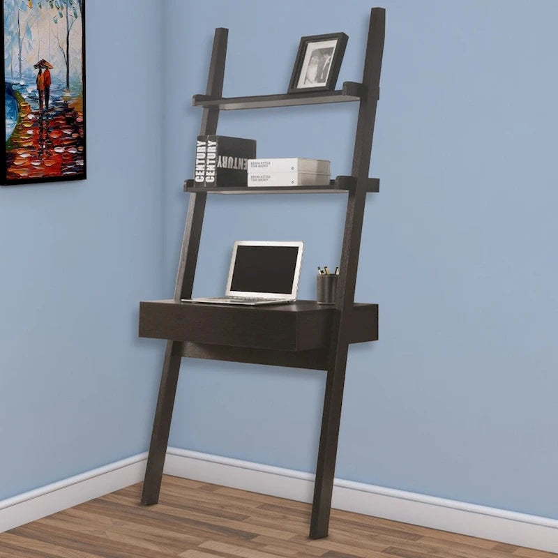 Ladder Desk with One Drawer, Cappuccino