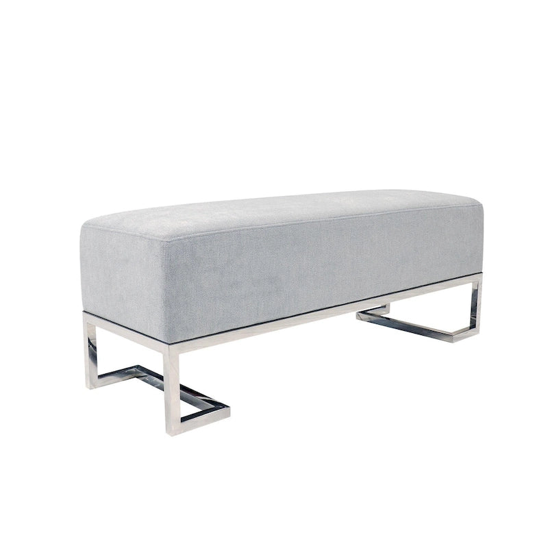 Upholstered Stainless Steel Bench - W48xD16.5xH17.6