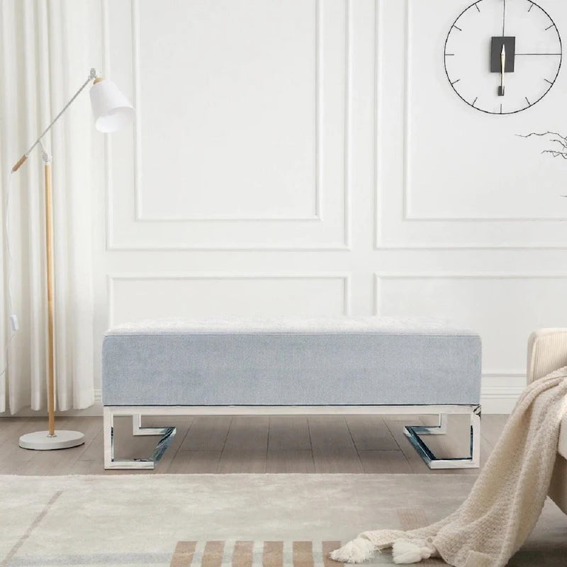 Upholstered Stainless Steel Bench - W48xD16.5xH17.6