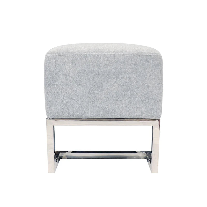 Upholstered Stainless Steel Bench - W48xD16.5xH17.6