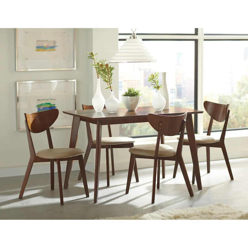Tan and Chestnut Open Back Dining Chairs (Set of 6)
