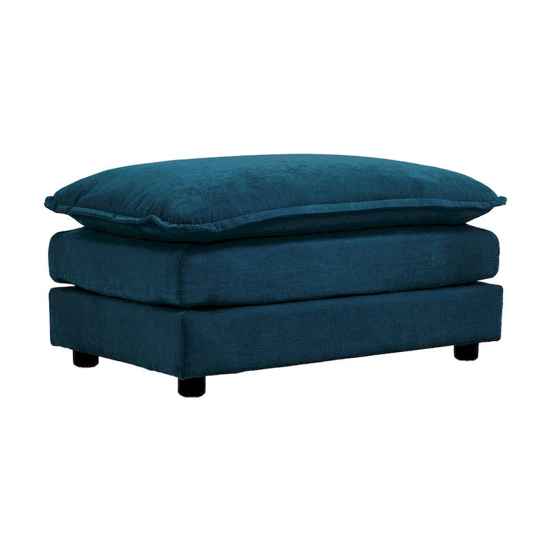 Moderner Akzent-Sessel mit Hocker, Chenille-Polstersessel für Wohnzimmer, Lesesessel für Schlafzimmer, blaues Chenill