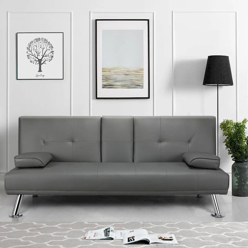 Modern Recliner Couch Faux Leather Futon Sofa Bed