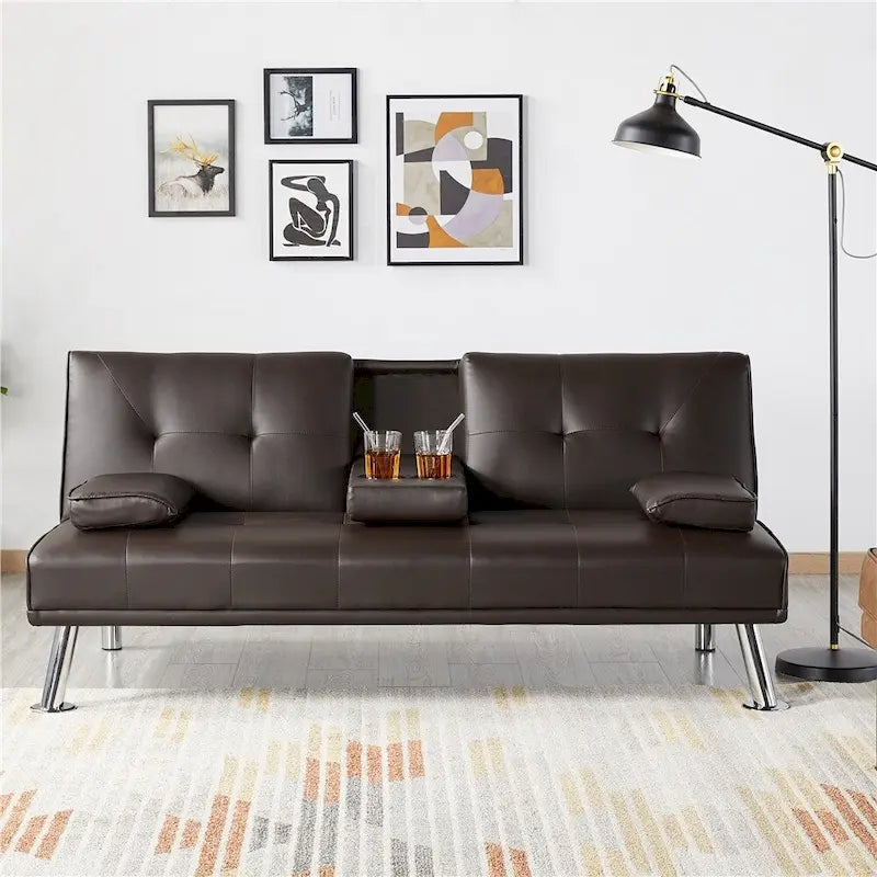 Modern Recliner Couch Faux Leather Futon Sofa Bed