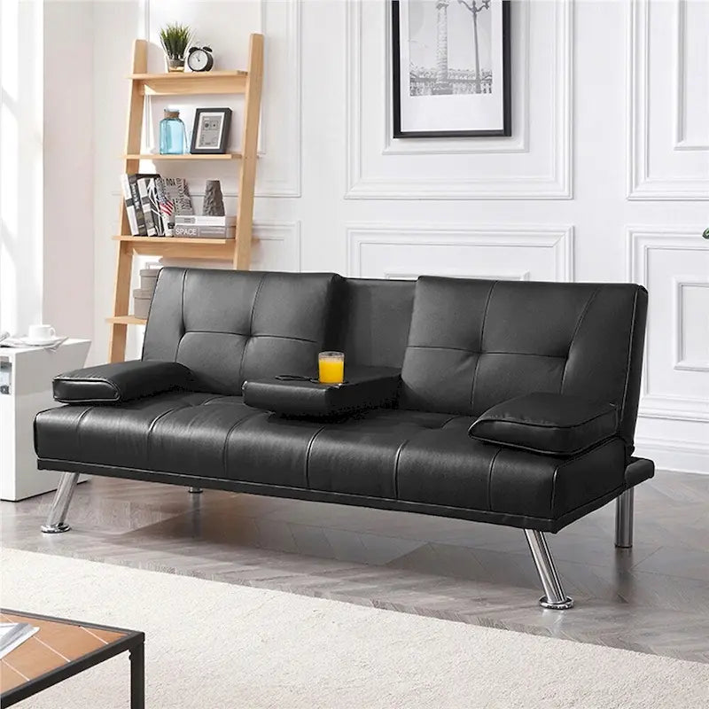Modern Recliner Couch Faux Leather Futon Sofa Bed