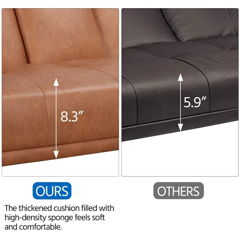Divano reclinabile moderno in ecopelle, futon trasformabile in letto
